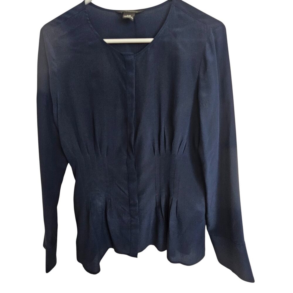 Club Monaco Womens Silk Blouse Sz M Quiet Luxury Classic Minimalist Career Corp